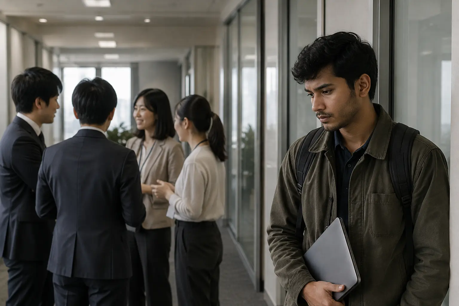 Foreign worker experiencing Japanese work culture and seniority system